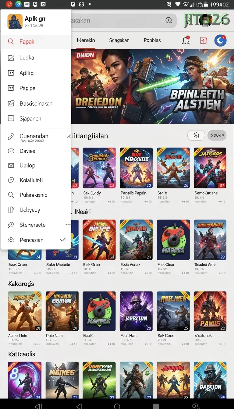 Cuplikan layar RAJABUAYA89 — menu navigasi