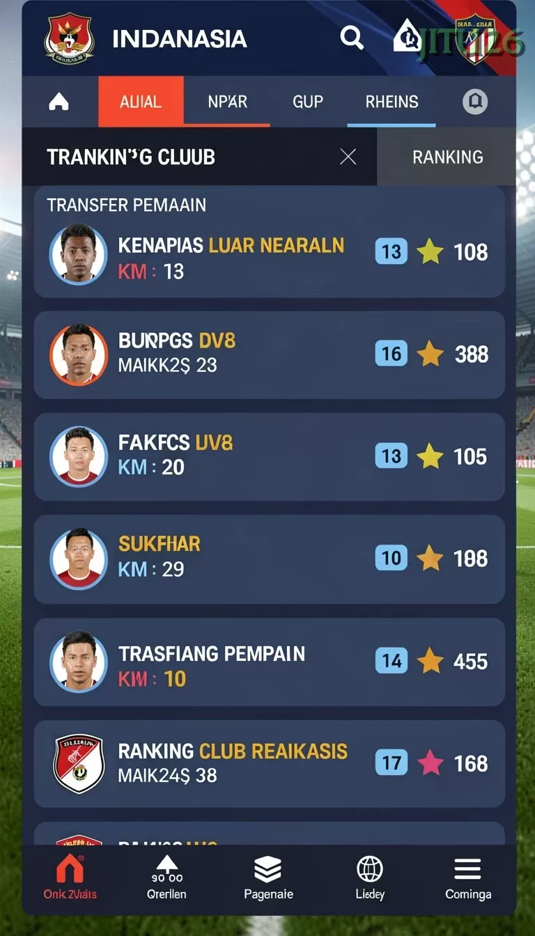 Cuplikan layar HOKI — menu navigasi